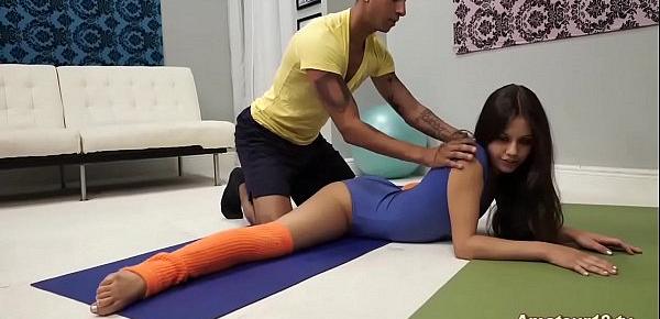  sweet Lucy Doll stretched and flexi fucked by her coach